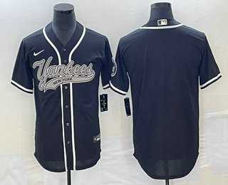 Men%27s New York Yankees Blank Black Cool Base Stitched Baseball Jerseys